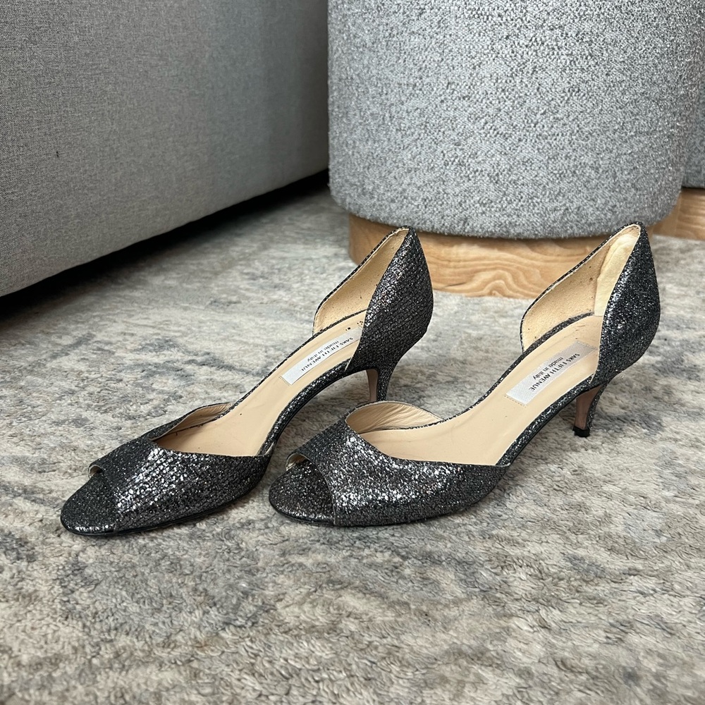 Saks Fifth Avenue Glittery Silver Heels